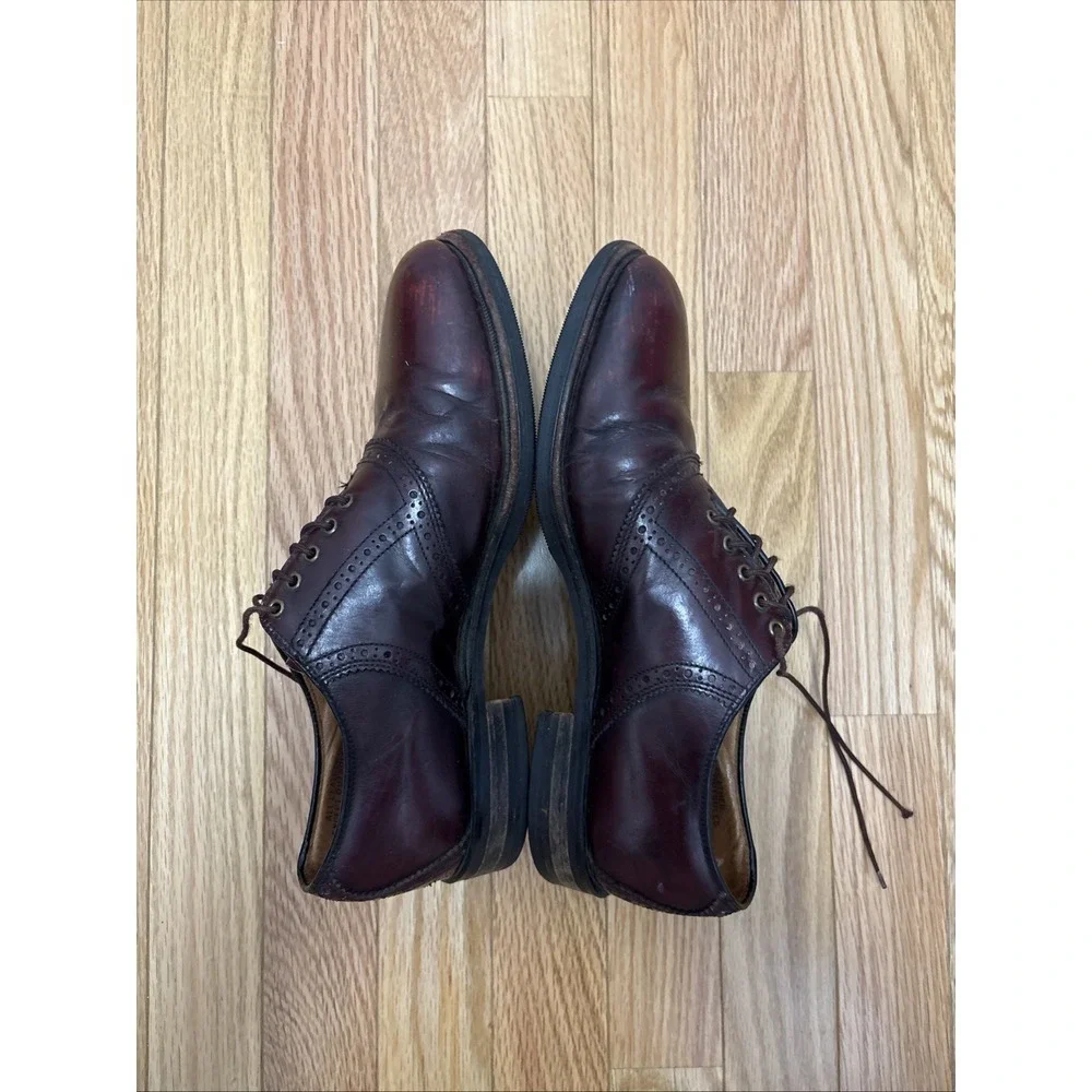 L.L. Bean Mens Saddle Shoes Burgundy Leather Plain Toe Dress‎ Oxfords Size 8
